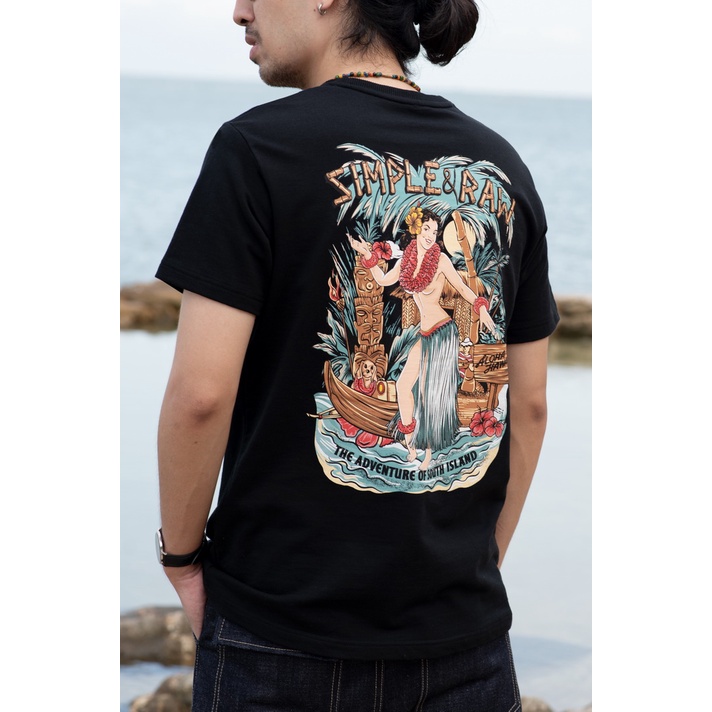Simple&Raw - Ts730 HawaiiBay Black T-shirts