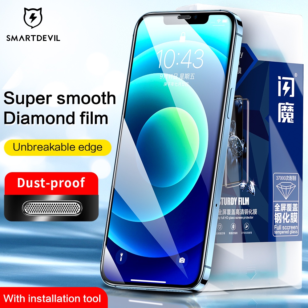 [COD+ รับประกัน 1 เดือน]SmartDevil Globle กระจกนิรภัยกันฝุ่น 9D ป้องกันหน้าจอ เต็มจอ ประดับเพชร สําห