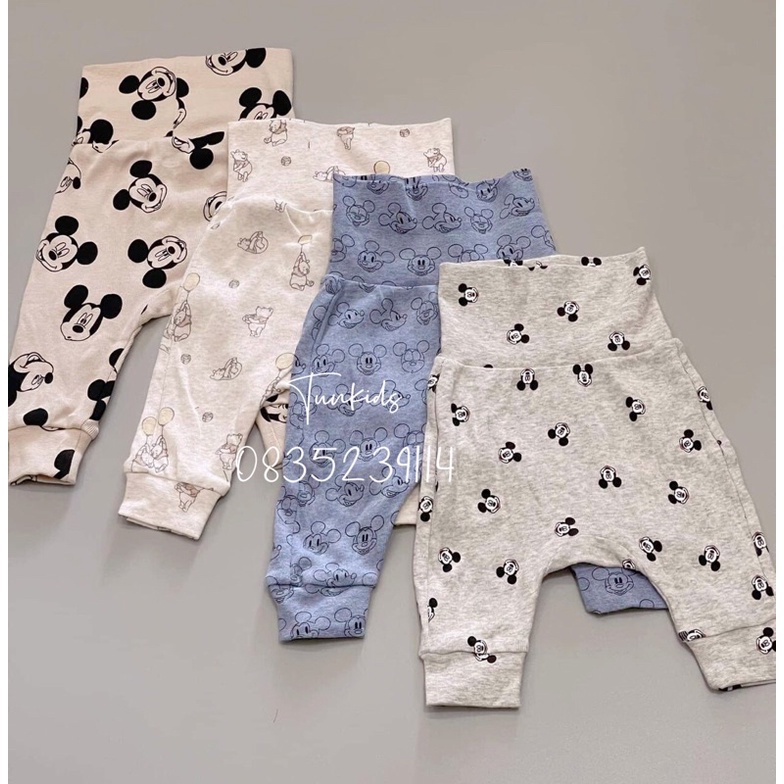 กางเกงผ้าฝ้าย HM กางเกงทารกแรกเกิดเอวสูง HM ของแท้