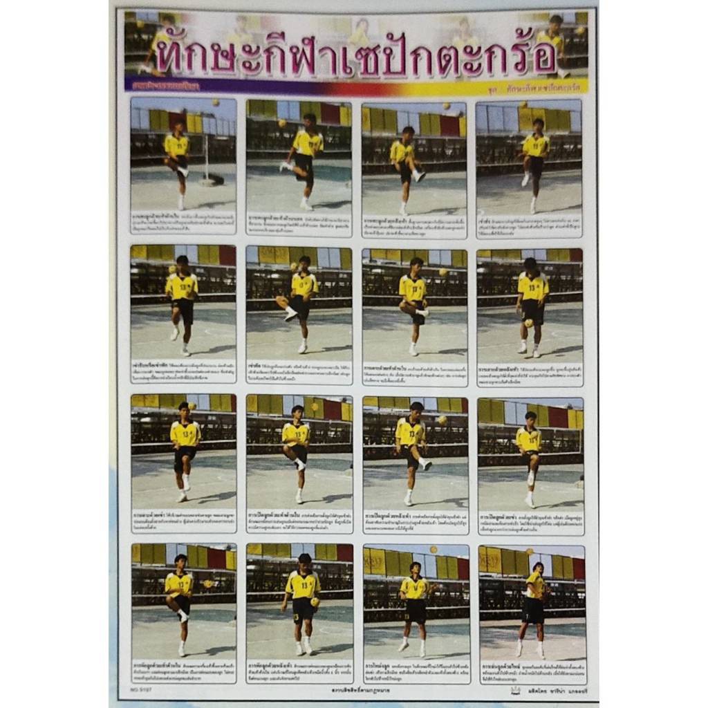 โปสเตอร์เรื่องทักษะกีฬาเซปักตะกร้อ โปสเตอร์ภาพประกอบการศึกษา โปสเตอร์สื่อการเรียนรู้ No.9197