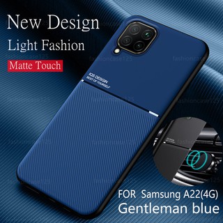 เคสโทรศัพท์กันกระแทกซิลิโคนSamsung Galaxy A22 4G A22 5G A 22 Case Leather Texture Car Magnetic Holder Phone Covers Matte Phone Case Fashion Hard Soft Anti Shock Shockproof Casing TPU New Leather Magnetic Cover