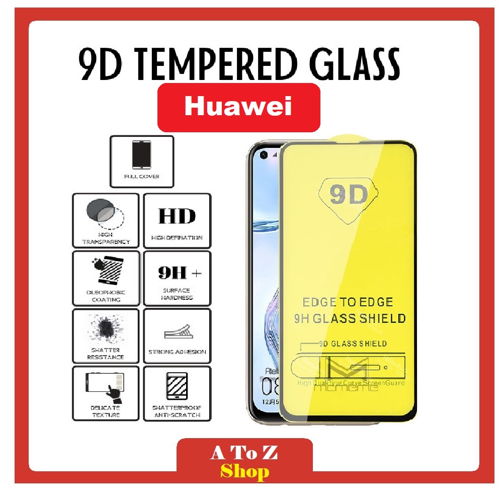 HUAWEI กระจกนิรภัยป้องกันหน้าจอ FULL COVER 9D Y6p/P40/Y7p/Y9S/Nova5T/Y5/Nova7/Y7A/Nova9se/Y70/Nova2i