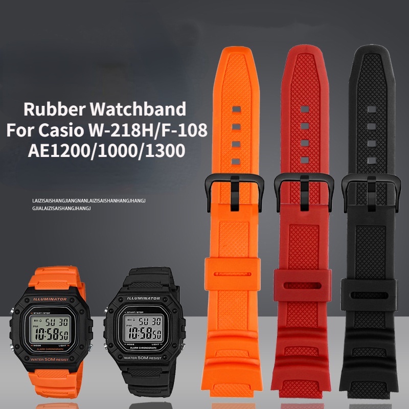 Yifilm สายนาฬิกาข้อมือ ยางซิลิโคนเรซิ่น 18 มม. สําหรับ Casio Watch W-218H 216H W-219 \W-800H 735H W-215 F-108 AE1200 AE-1300 AE-1000W AQ-S810W