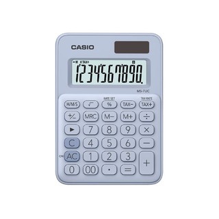 Casio Calculator เครื่องคิดเลข  คาสิโอ รุ่น  MS-7UC-LB แบบสีสัน ขนาดกะทัดรัด 10 หลัก สีฟ้าอ่อน