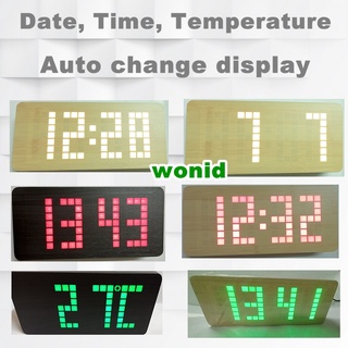 นาฬิกาไม้ดิจิทัลแอลอีดีไฟสี่เหลี่ยม Digital LED square wood clock