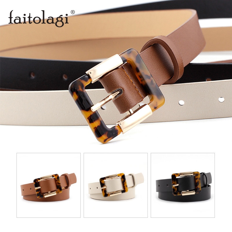 ↂ Leather Female Belt Strap Black Brown Green Women Belts Ladies Dress ...