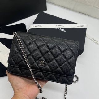 Chanel woc original caviar skin Size 20 cm หนังแท้ 💯 รุ่นใหม่เป็นแม่เหล็ก