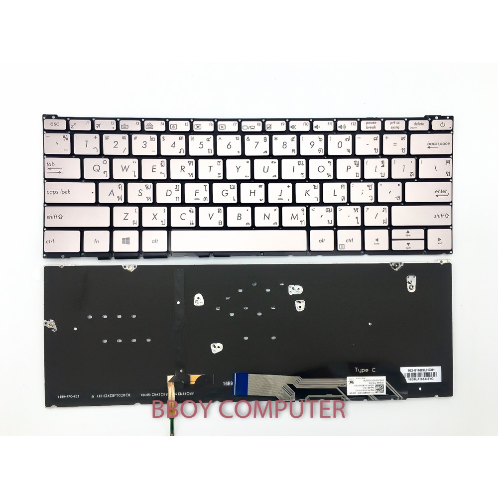 ASUS Keyboard คีย์บอร์ด ASUS Zenbook UX390UA สีบรอนส์ ไทย-อังกฤษ-