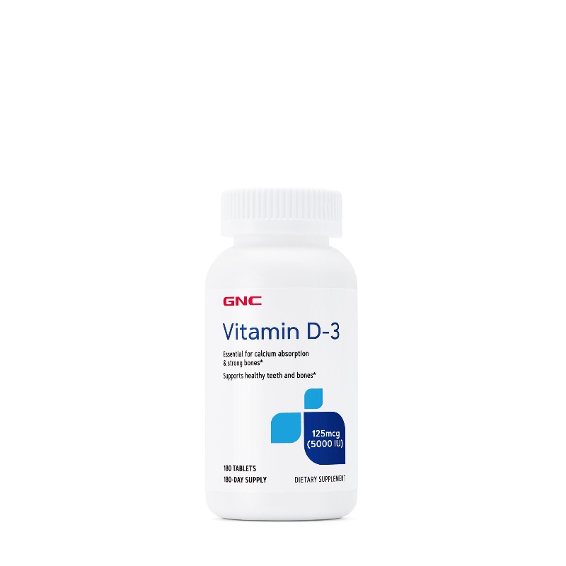 GNC Vitamin D3 2000 IU / 5000 IU 180 Tablets Calcium Strong Bones วิตามินดี-3 การดูดซึมแคลเซียม กระดูกแข็งแรง