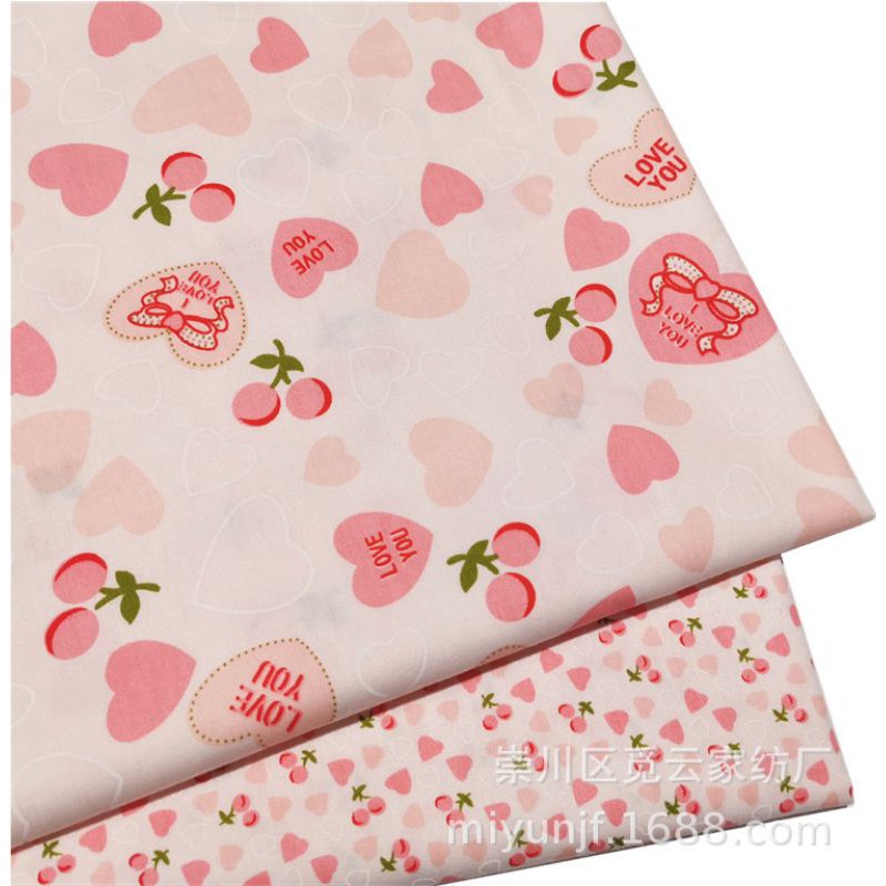 ผ้าคอตตอน 100% ลายเชอร์รี่