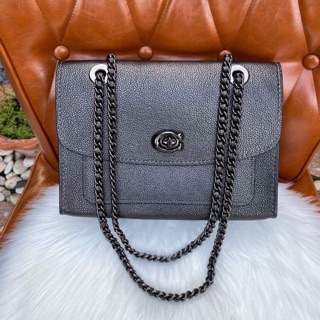 📌Coach Parker Metallic Graphite Leather Shoulder Bag 35577 📌Size : 10.25" L x 7" H x 4" D 📌shop มีถุงผ้า