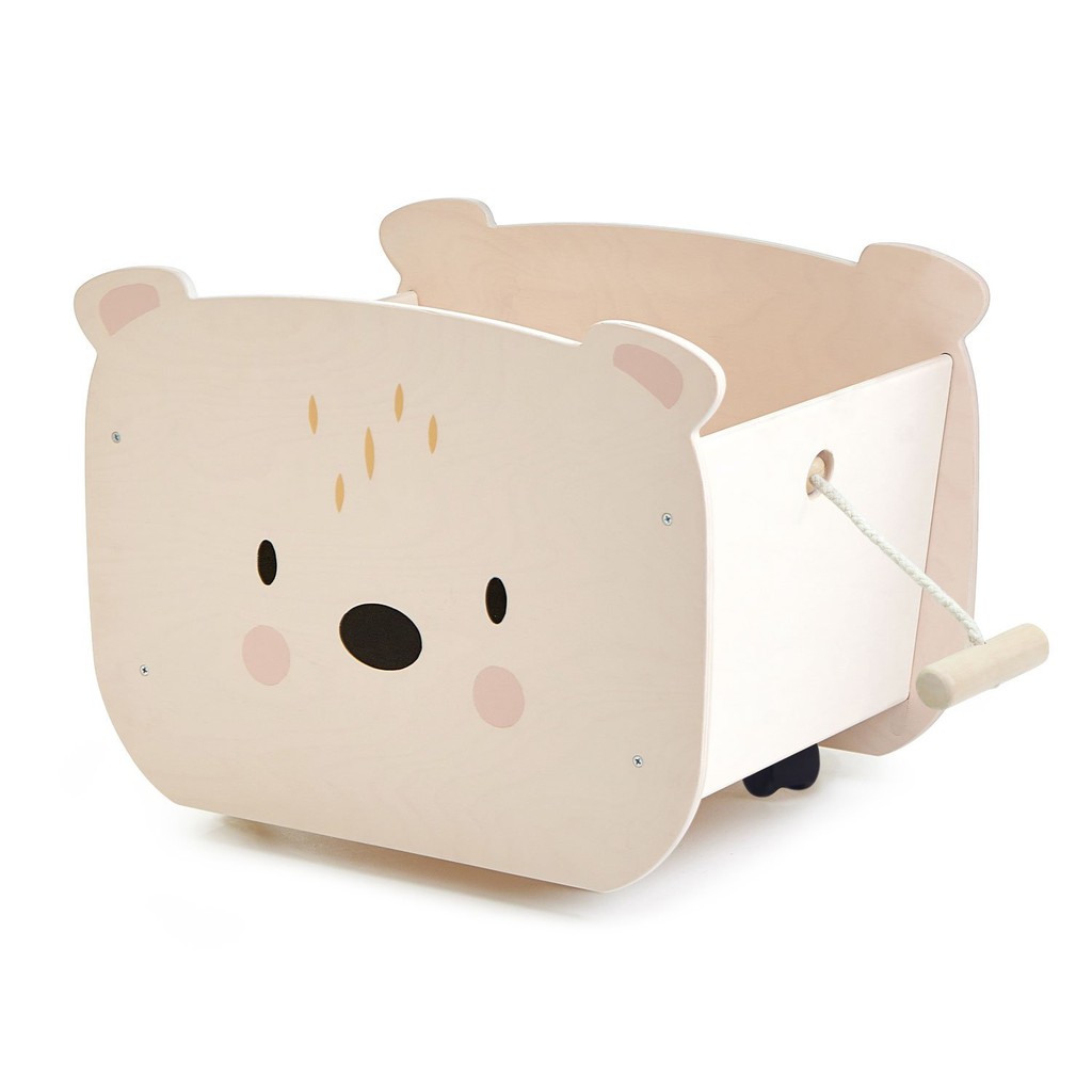 Tender Leaf Toys เฟอร์นิเจอร์เด็ก เฟอร์นิเจอร์ไม้ รถลากของเล่นหมีน้อย Pull Along Bear Cart