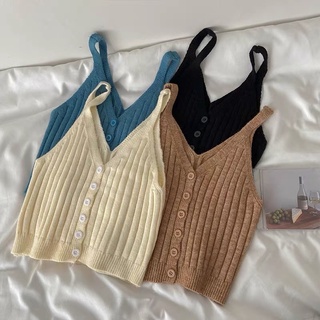 Theyourlooks ♡ พร้อมส่ง Shawty knit camisole เสื้อสายเดี่ยว ผ้าไหมพรมเนื้อนุ่ม ☁️🧁🧸