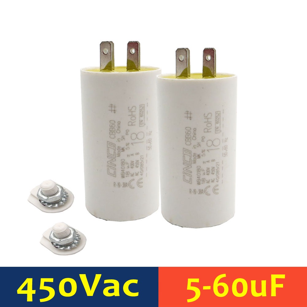 2pcs 4.5 5 6 7 8 9 10 12 12.5 14 15 16 18 20 25 30 35 40 45 50 uF MFD MF มอเตอร์ 450V Multifix WB40 