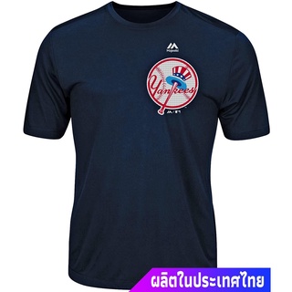 แขนสั้นcrew neckNew York Yankees MBL เบสบอลแขนสั้น  ระบายอากาศได้  คอกลม การพิมพ์แฟชั่น Majestic New York Yankees Youth