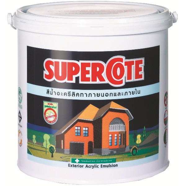 สีน้ำอะคริลิค ซุปเปอร์โค้ท ทาภายนอก ขนาด 3 ลิตร (สีน้ำ Supercote ICI Exterior and Interior 9180)