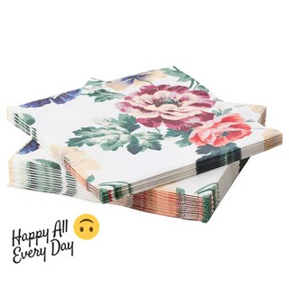 IKEA อิเกีย SMAKSINNE สมาคซินเน กระดาษเช็ดปาก หลากสี ลายดอกไม้ 33x33 ซม. แพคละ 30 ชิ้น Paper napkin (multicolour/flower)