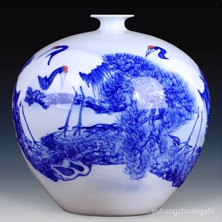 Jingdezhen แจกันเซรามิค พอร์ซเลน ดอกไม้ สไตล์จีน สีฟ้า สีขาว สําหรับตกแต่งบ้าน ห้องนั่งเล่น งานแต่งงาน