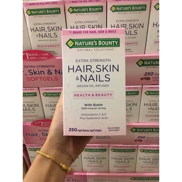 Nature's Bounty Optimal Solutions Extra Strength Hair Skin and Nails 250 Softgels