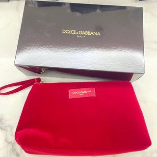 กระเป๋าเครื่องสำอาง ทรงคลัทช์ Dolce &amp; Gabbana Beauty "Red Velvet" Makeup Bag Cosmetic Pouch