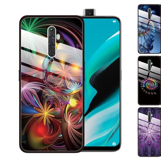 OPPO Reno 5 Pro 3 4 4G 10X Zoom Reno2 Z F F11 Pro F9 F7 กรณีโทรศัพท์กระจก ปกโทรศัพท์ Phone Cases Mandala Fantasi Tempered Glass Cover Anti-Scratch