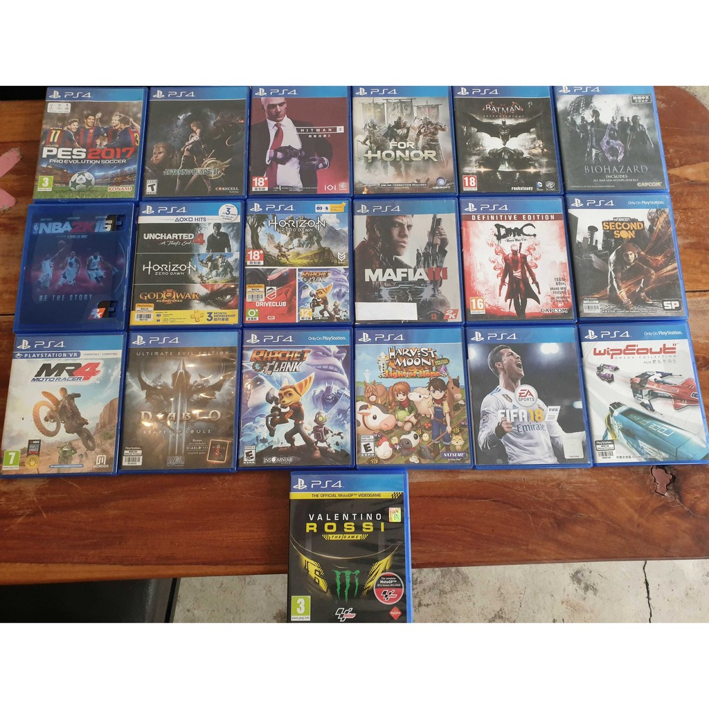แผ่นเกม PS4 มือ2 PES2017/AETERNO BLADE 2/HIT MAN 2/FOR HONOR/BATMAN AK/BIOHAZARD 6/NBA 2K16/3IN1 UNC