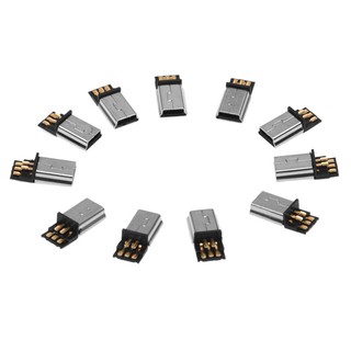 10 ชิ้น Mini USB 5 Pin Male Plug DIY msmt เชื่อมต่อสีเงิน