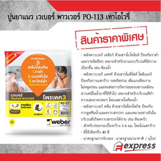 ปูนยาแนว เวเบอร์คัลเลอร์ พาวเวอร์ ตราตุ๊กแก PO-113 สีเทา ไอโวรี่ ป้องกันราดำและราชนิดอื่นๆ