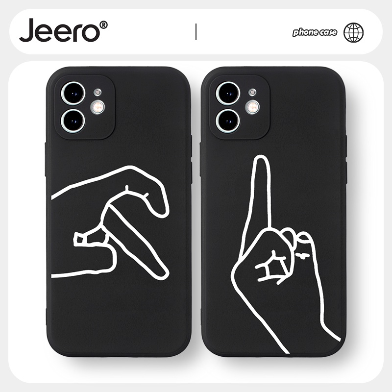 Jeero เคสคู่ เคสไอโฟน คู่รัก กันกระแทกซิลิโคนนุ่มน่ารักตลก เคสโทรศัพท์ Compatible for iPhone 16 15 14 13 12 11 Pro Max SE 2020 X XR XS 8 7 ip Plus HFF1281
