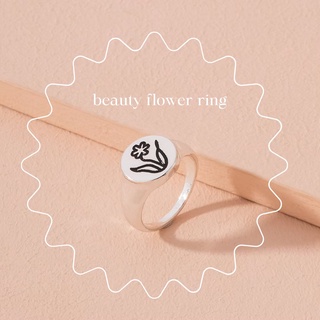 แหวนเงินสลักลายดอกไม้ Flower engraved ring