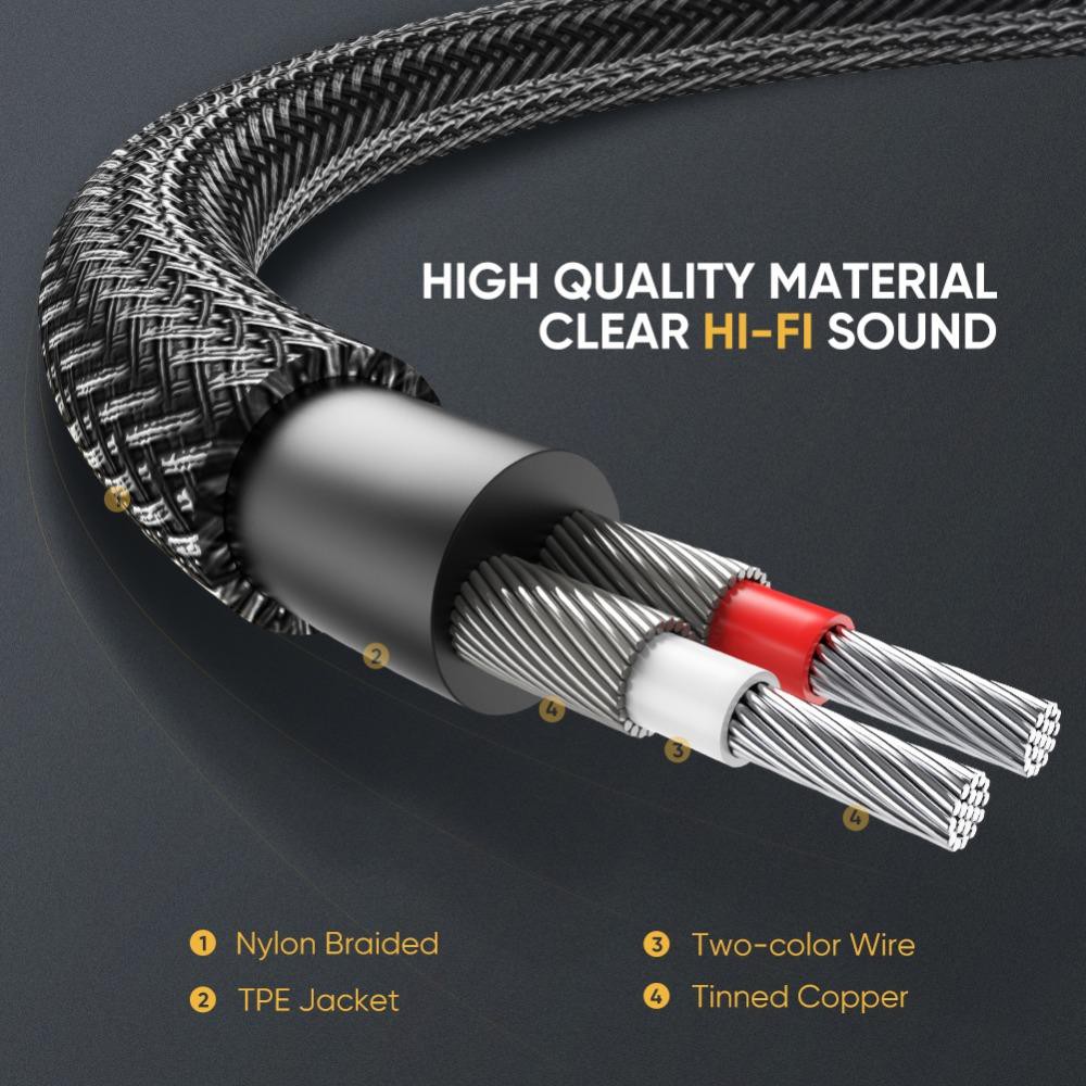 UGreen Audio Cable 3.5mm to RCA สายสัญญาณ Stereo 3.5 to rca สายถัก Nylon Braided