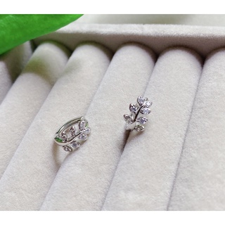 203_goodgift_station-🌿🌿Leaf Hoop 925 sterling silver earrings 🌿🌿 ต่างหูเงินแท้ ห่วงกลมแบบล็อค