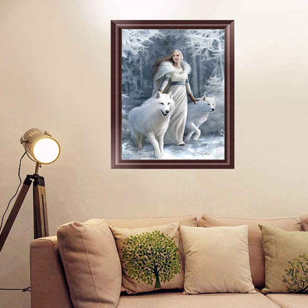 5d Diamond Painting Diy Wolf Girl Embroidery Cross Craft Stitch Wall Art Decor