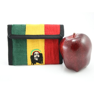 สินค้าราสต้า กระเป๋าสตางค์ราสต้าใยธรรมชาติ ปักลาย BOB MARLEY﻿﻿ 4×5 นิ้ว