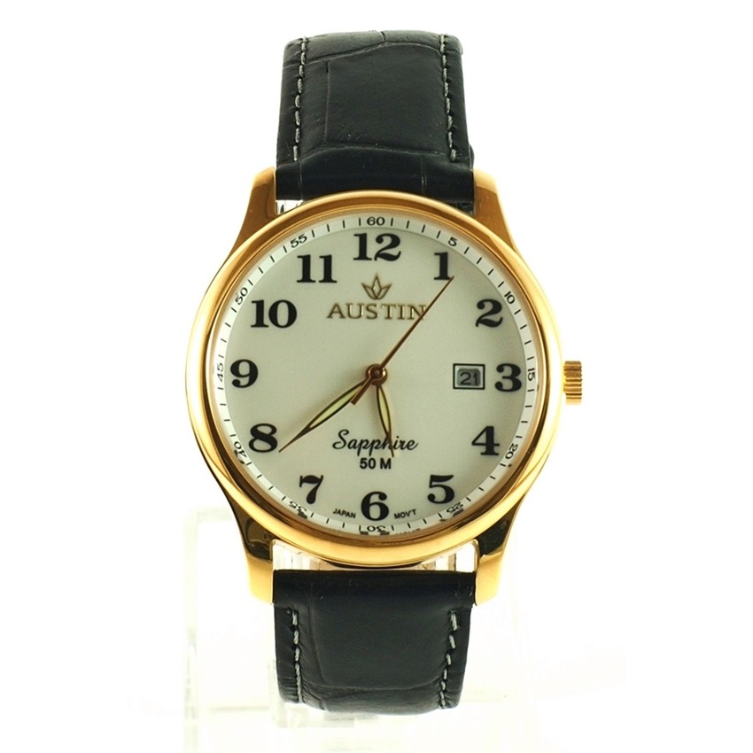 Austin นาฬิกาข้อมือ สีดำ สายหนัง รุ่น #DU1408MGW-1A