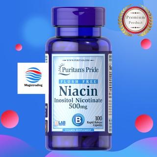 Puritans Pride Flush Free Niacin 500 mg / 100 Capsules ( Vitamin B3 as Inositol Nicotinate)