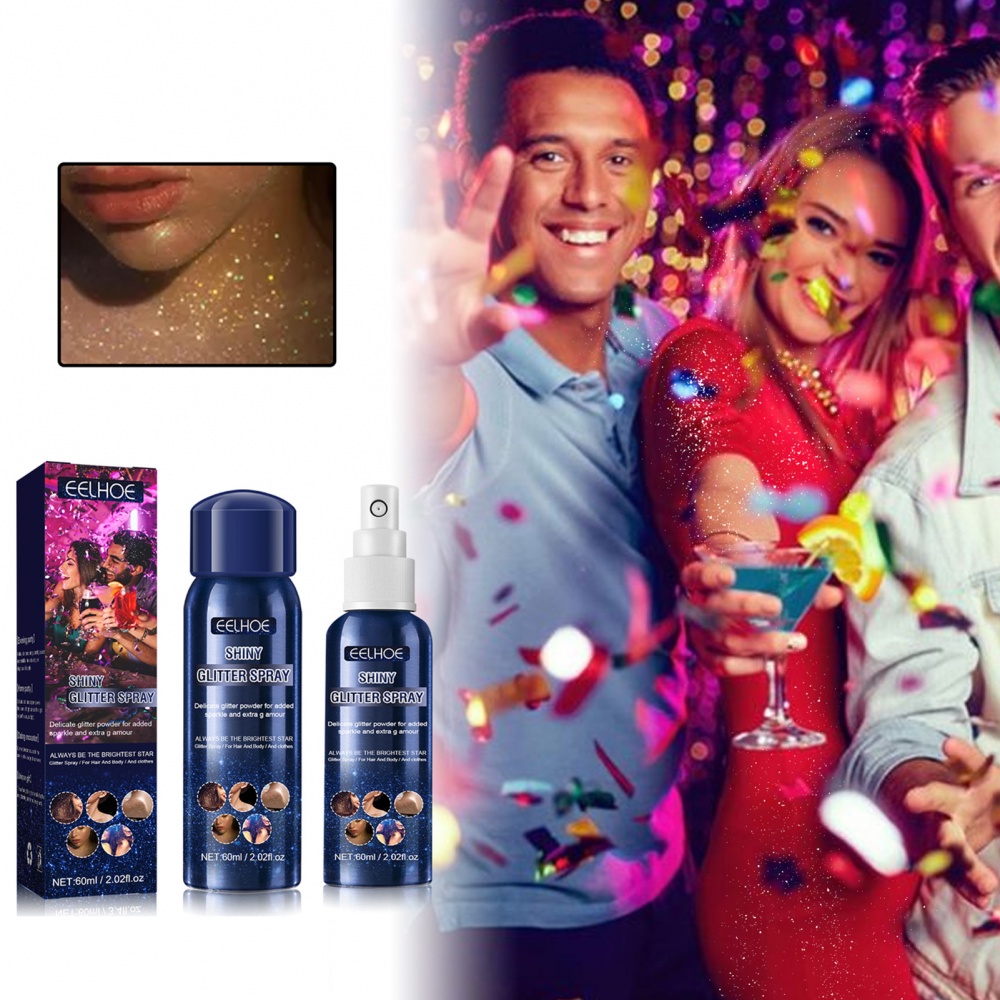 Hilimer Shiny Glitter Spray Party Star Spray Body Hair เสื้อผ้าเงา Glitter สเปรย์ยาวนานกันน้ําและเหง