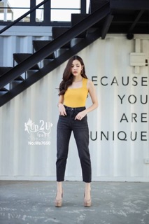 Mystyle jeans กางเกงยีนส์ขายาว ผ้าไม่ยืด เอวสูงไซส์S-3XL 7650