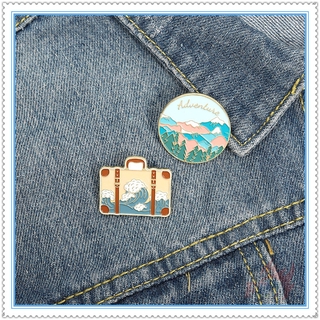 ★ Outdoor Travel - Mountains &amp; Waves Brooches ★ 1Pc Adventure Creative Fashion Doodle Enamel Pins Backpack Button Badge Brooch