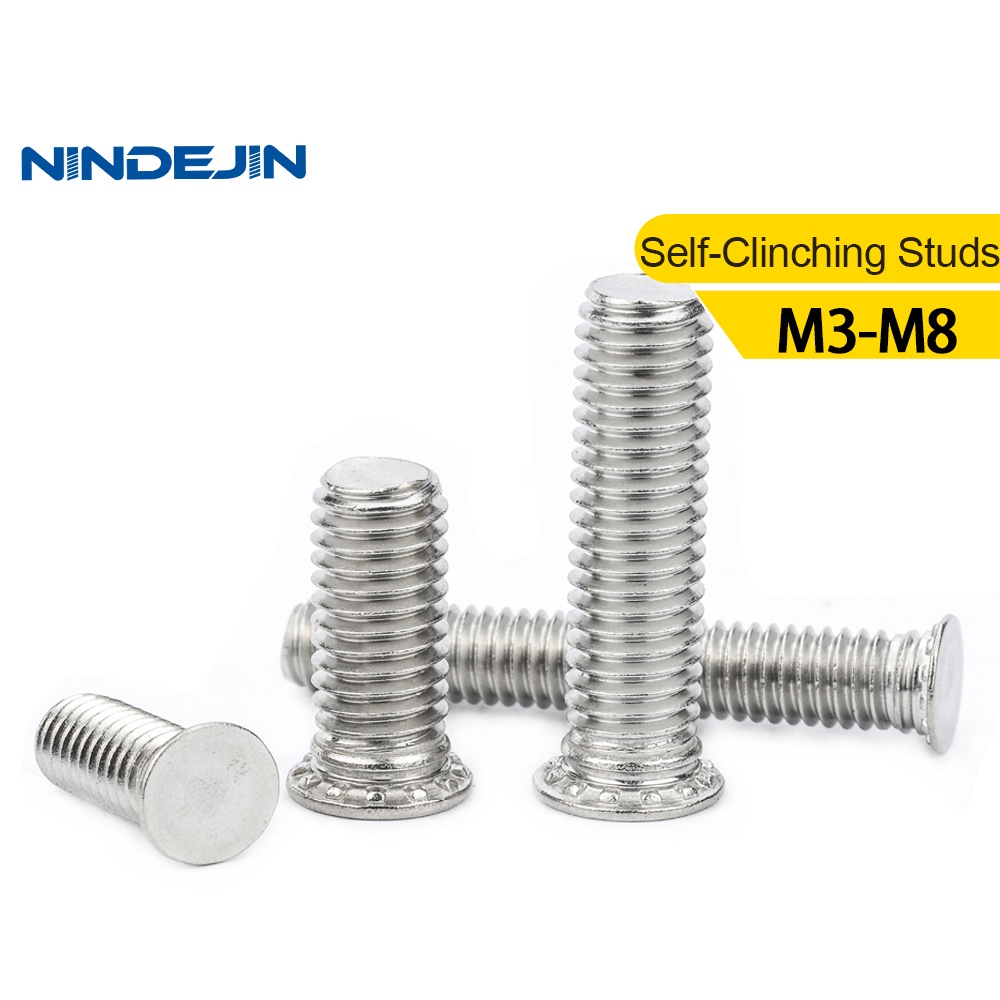NINDEJIN 10-50 ชิ้น Self Clinching Studs ความดัน Rivet สกรู 304 สแตนเลส M3 M4 M5 M6 M8 Fh/Fhs Flush Head Studs