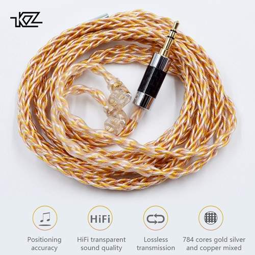 สายหูฟัง KZ สายอัพเกรด KZ Gold Silver and copper mixed (784 core) upgrade cable KZ Premium Upgrade C