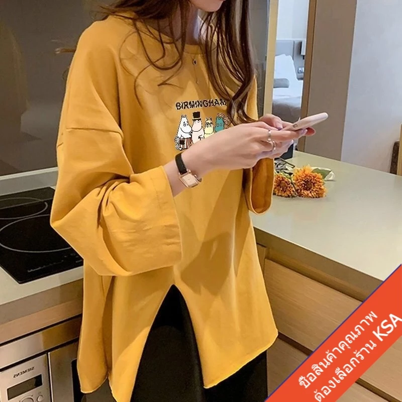 เสื้อแฟชั่นผู้หญิงแขนยาว oversize เสื้อผ้าแฟชั่นสาวอวบ เสื้อโอเวอร์ไซส์เกาหลีใหญ่ ทรงหลวมสกรีนลายการ์ตูน xxl thumbnail 7
