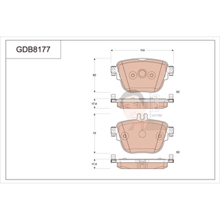 GDB8177 ผ้าเบรค-หลัง(TRW) (เนื้อผ้า COTEC) BENZ (W213) E350e AMG 16- on (BREMBO)