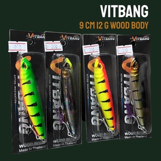 VITBANG รุ่น GTO90 เพนซิล ผิวน้ำ งานไม้ เหยื่อมีเสียง เหยื่อตกปลา 9 ซม. 12กรัม มีหลายสี VP-0166