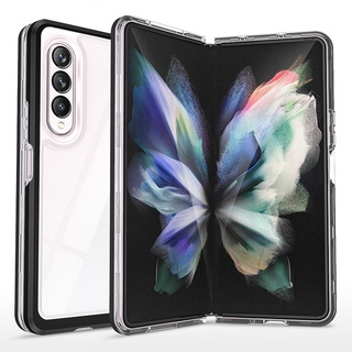 เคสโทรศัพท์มือถือ ซิลิโคนแข็ง ใส ฝาพับ พร้อมช่องใส่บัตร สําหรับ Samsung Galaxy Z Fold 3 Z Fold 4 5G ZFold3 ZFold4 Galaxy Z Fold 3