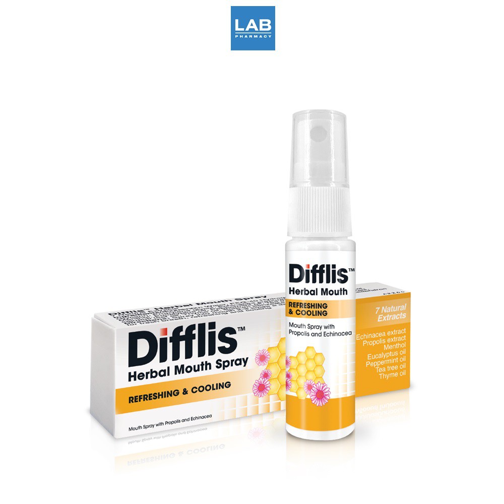 Difflis Herbal Mouth Spray 15 ml. ดิฟฟลิส เฮอร์เบิ้ล เมาท์ สเปรย์ 15 มล. สเปรย์สำหรับช่องปากและลำคอ