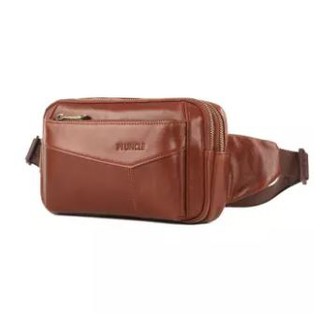 Leather Bag Waist Bag Sport Bag Fashion Bag กระเป๋คาดเอวหนังแท้4ช่องซิป ภายในมีช่องใส่บัตร4ช่อง ขนาด23x13x7cm