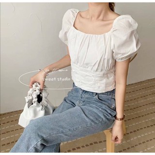 🕊️white illy top🕊️ผ้าคอตตอนซิปข้างงานน่ารัก