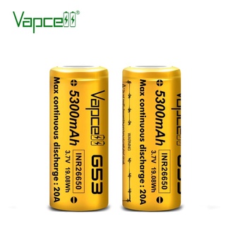 ถ่านชาร์จ Vapcell G53 INR26650 5300mAh 3.7V รุ่นหัวนูน ก้อนสีแดง ของแท้