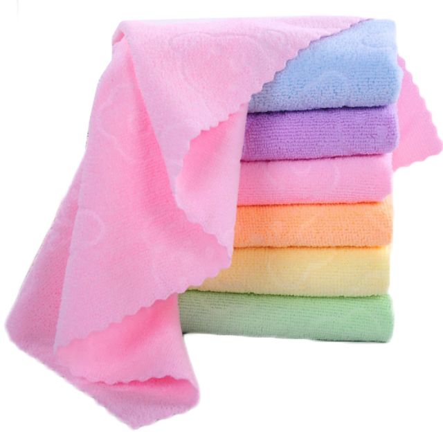 ผ้านาโน ขนาดเช็ดผม ขอบหยักน่ารัก เนื้อนุ่ม (ขนาด30*70cm.)มี 5 สี ชมพู ส้ม ฟ้า ม่วง เขียว
